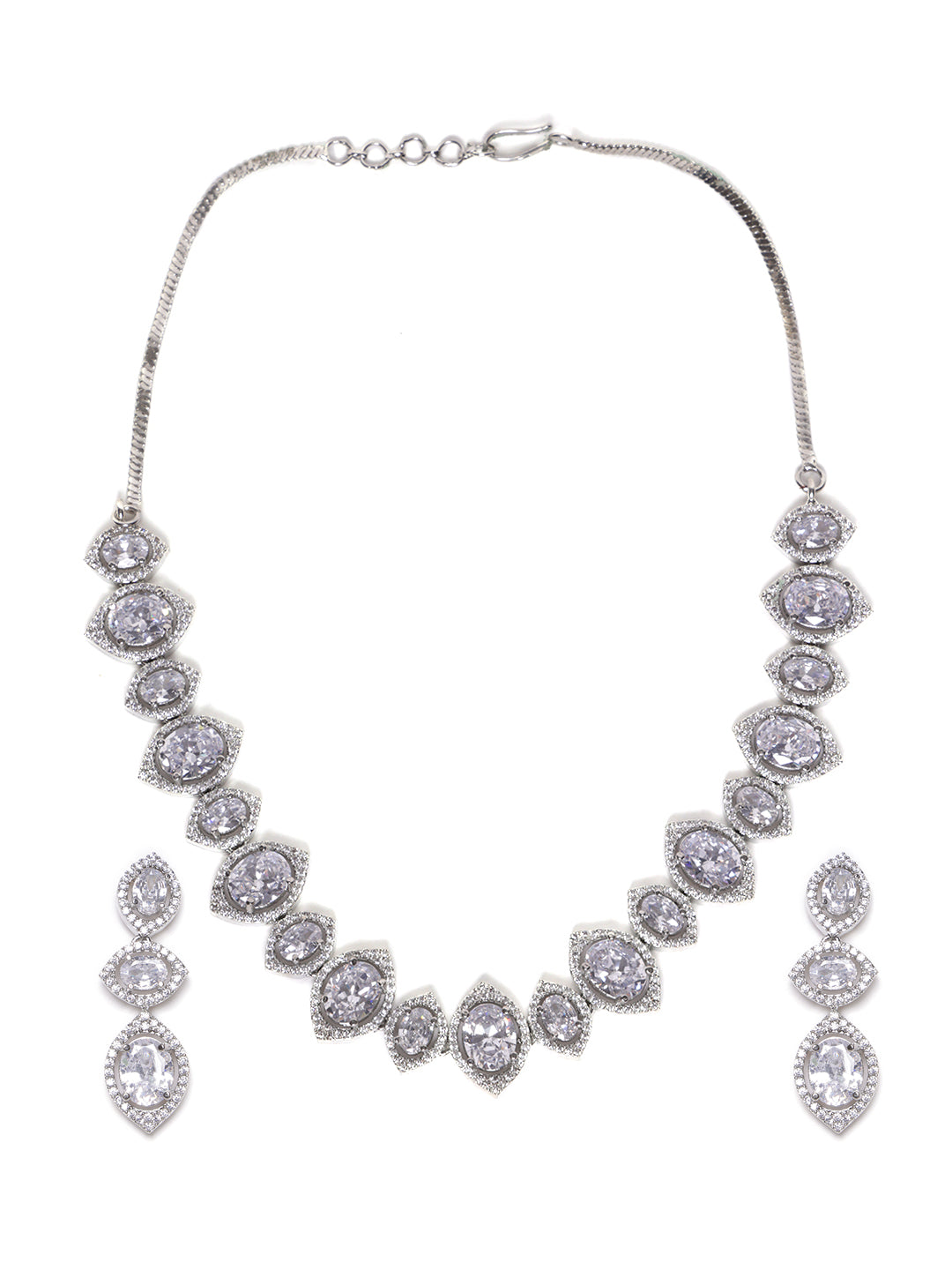 Silver-Plated Solitaire Studded Jewellery Set