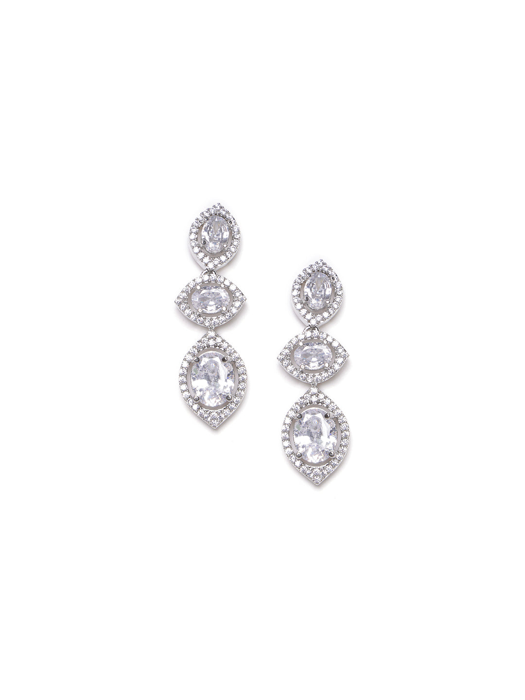 Silver-Plated Solitaire Studded Jewellery Set