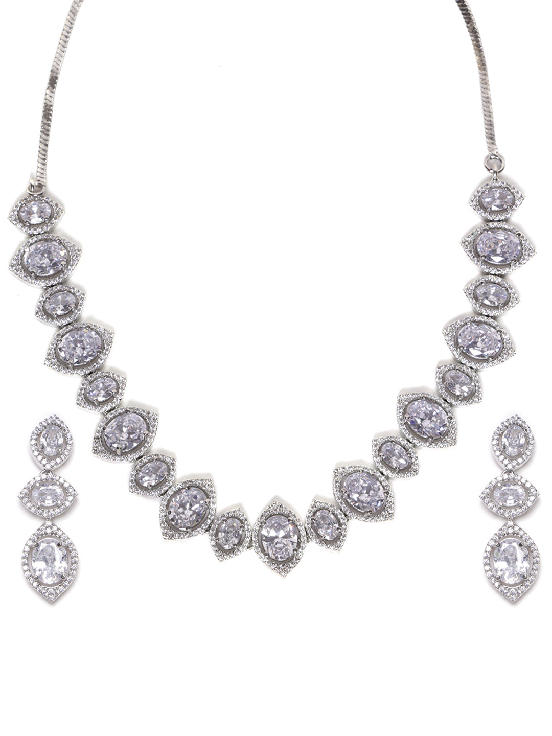 Silver-Plated Solitaire Studded Jewellery Set