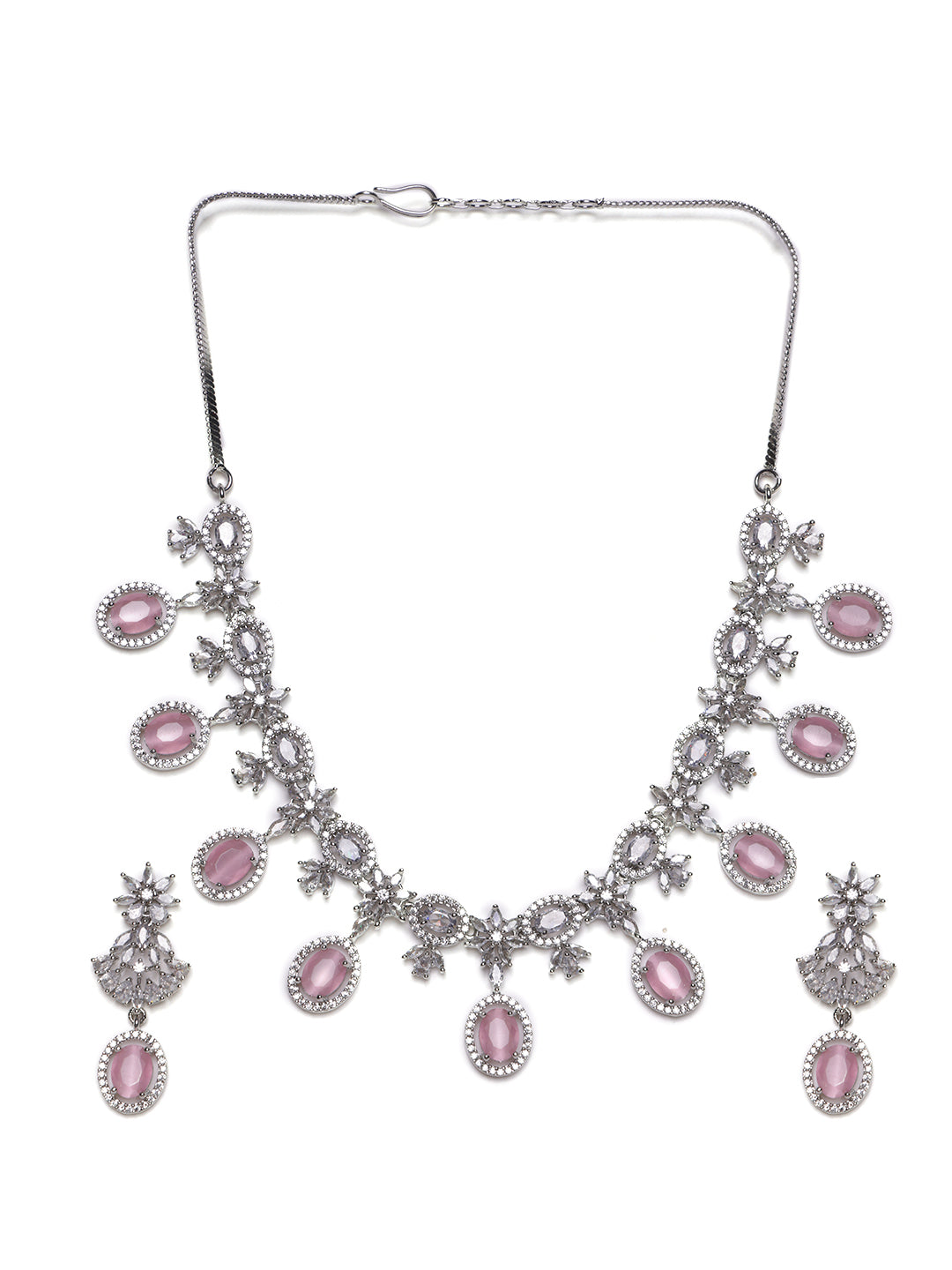 Silver-Plated Solitaire Stones Studded Jewellery Set