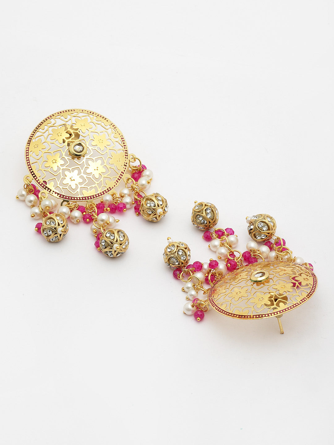 Gold Plated Stones Studded & Beaded Jewellery Set
