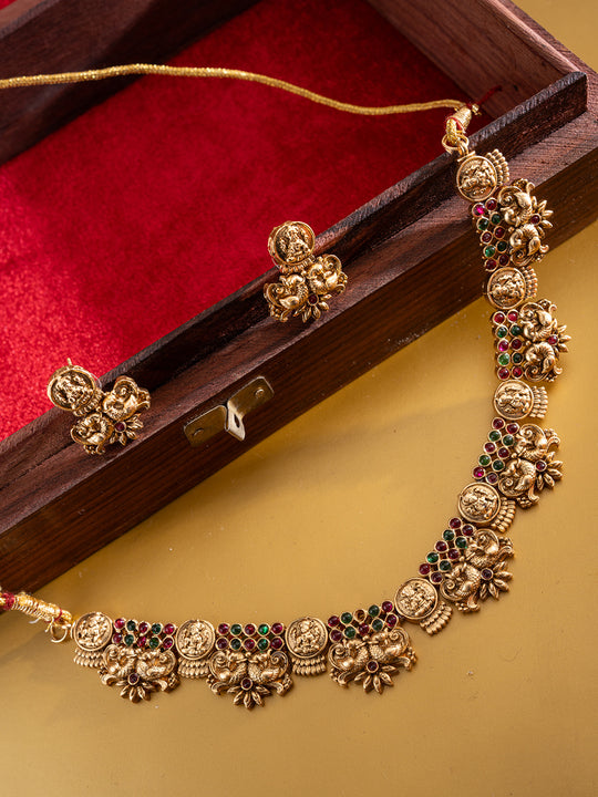 Gold-Plated Stones-Studded Jewellery Set