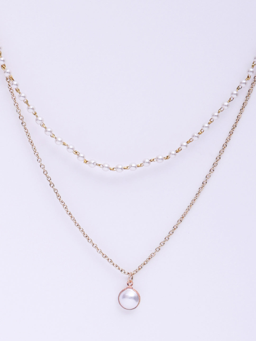 Gold-Plated Pearl Layered Necklace