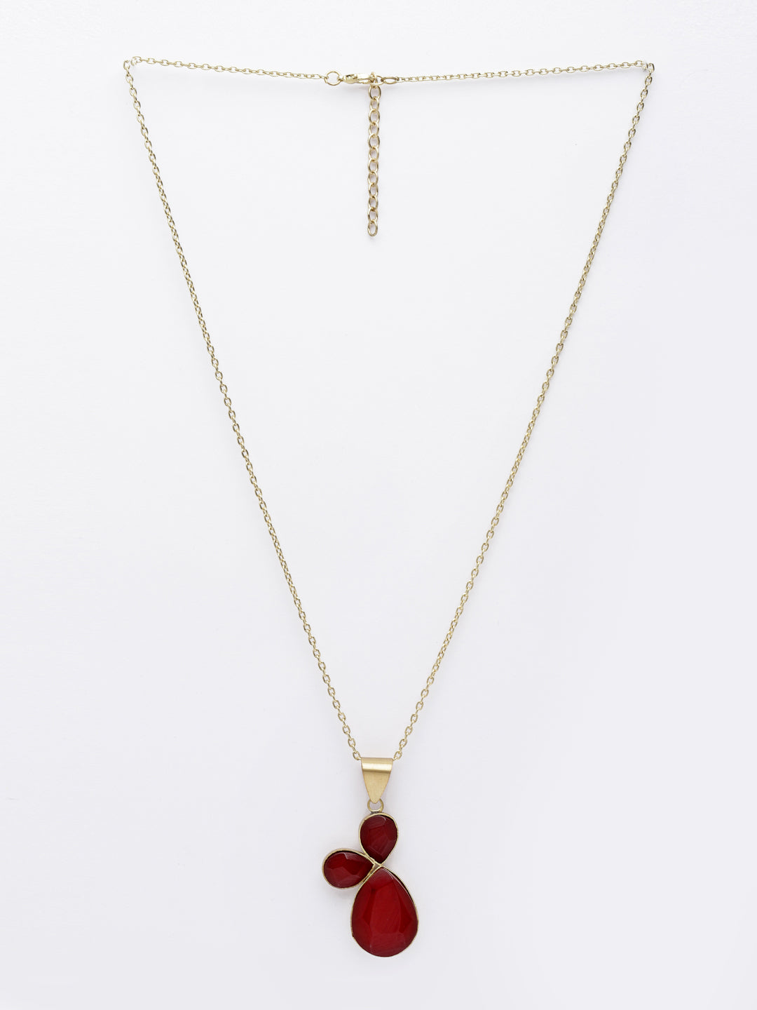 Gold-Plated Stone-Studded Pendant with Chain