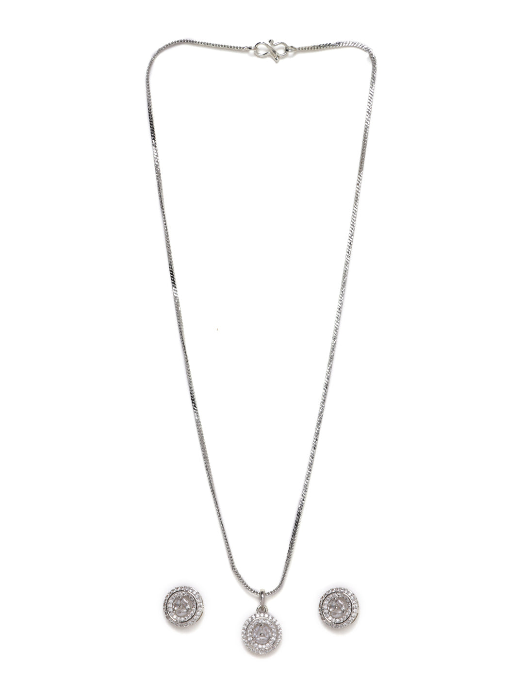 Silver-Plated Cubic Zirconia Stone Studded Jewellery Set