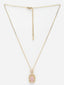 Gold-Plated Cubic Zirconia Studded Solitaire Pendant with Chain