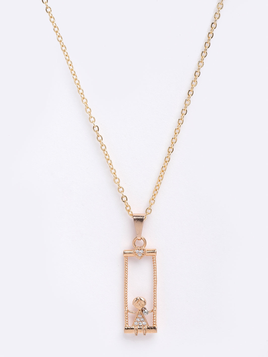 Gold-Plated Gold CZ Studded Handcrafted Pendant With Chain