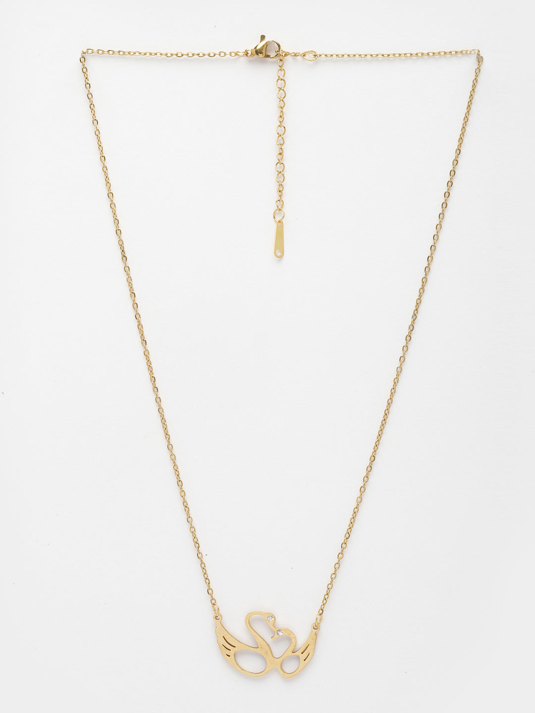 Gold-Plated CZ Studded Love Birds Pendant With Chain