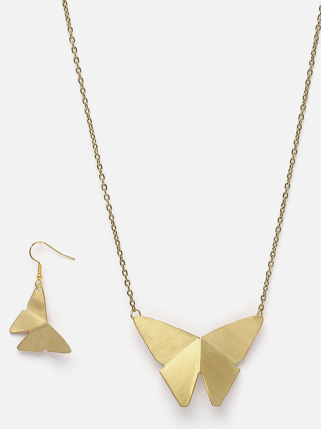Gold-Plated Butterfly-Shaped Pendant Set