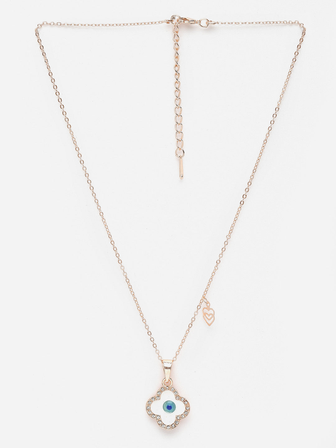 Gold-Plated Cubic Zirconia-Studded Evil Eye Pendant With Chain