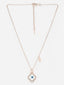 Gold-Plated Cubic Zirconia-Studded Evil Eye Pendant With Chain