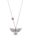 Silver-Plated Stone Studded Butterfly Shaped Brass Pendant With Chain