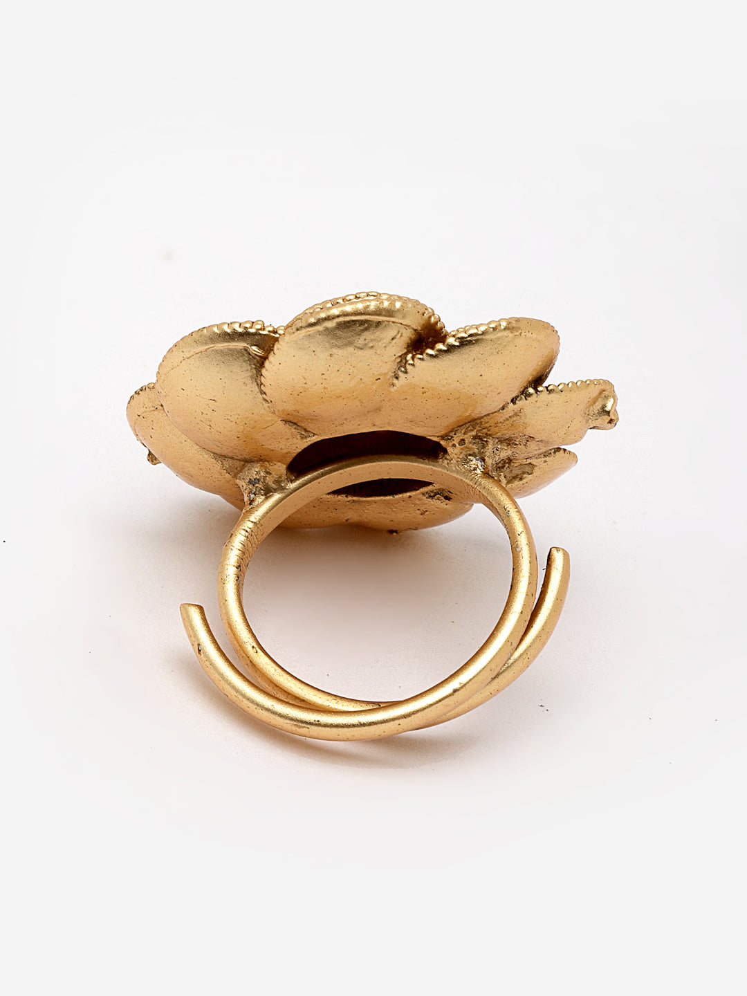 Women Gold-Plated Stone Studded Adjustable Finger Ring