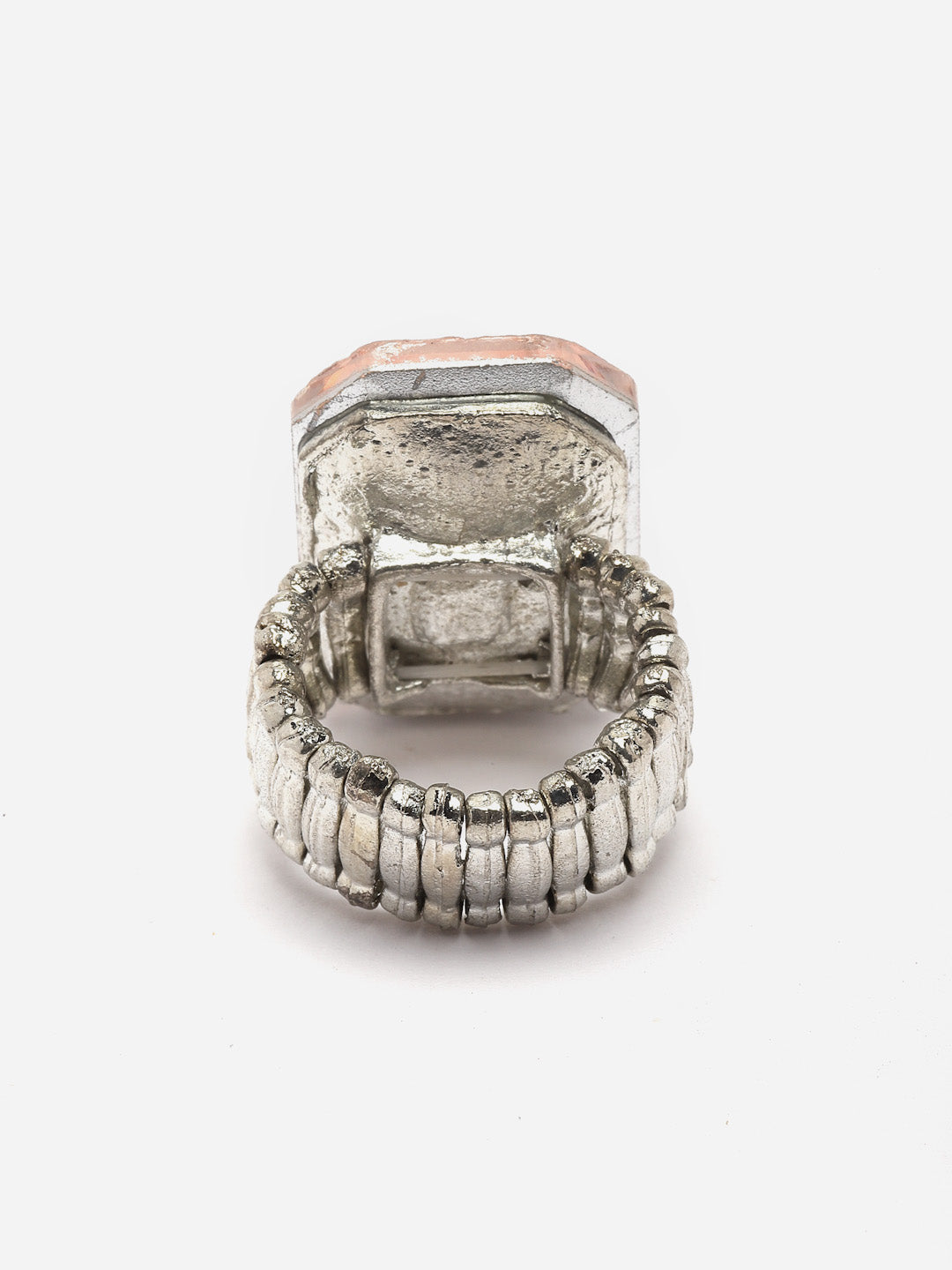 Silver-Plated Stone-Studded Finger Ring