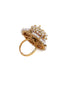 Gold-Plated Stone-Studded & Beaded Adjustable Finger Ring