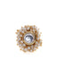 Gold Plated Kundan Studded & Beaded Finger Ring