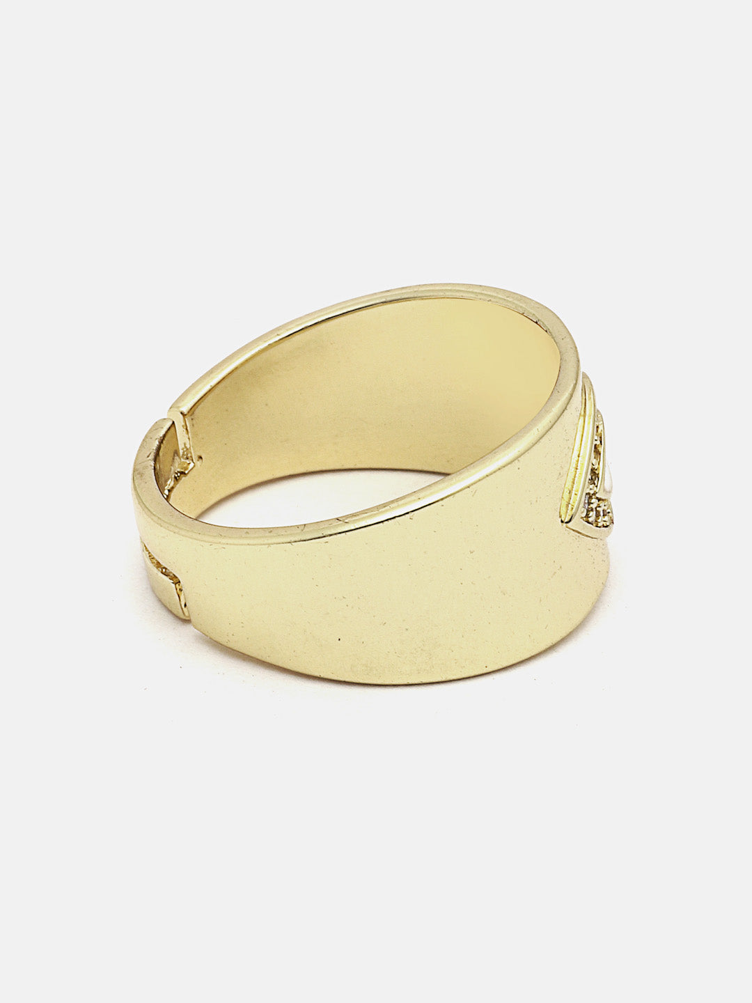 Gold-Plated Stone-Studded Evil Eye Adjustable Finger Ring