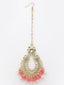 Gold-Plated Pink & White Kundan-Studded & Beaded Jewellery Set