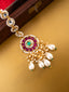 Gold-Plated Kundan Studded & Pearls Beaded Maang Tikka