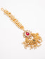 Gold-Plated Kundan Studded & Pearls Beaded Maang Tikka