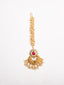 Gold-Plated Kundan Studded & Pearls Beaded Maang Tikka