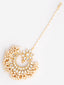 Gold-Plated Kundan Studded & Pearls Beaded Maang Tikka