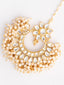 Gold-Plated Kundan Studded & Pearls Beaded Maang Tikka