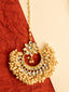 Gold-Plated Kundan Studded & Pearls Beaded Maang Tikka