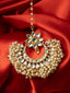 Gold-Plated Kundan Studded & Pearls Beaded Maang Tikka