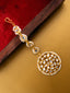 Gold-Plated Kundan Studded & Pearls Beaded Maang Tikka