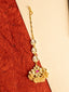Gold-Plated Kundan Studded & Pearls Beaded Maang Tikka