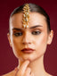 Gold-Plated Kundan Studded & Pearls Beaded Maang Tikka