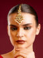 Gold-Plated Kundan Studded & Pearls Beaded Maang Tikka