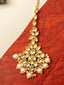 Gold-Plated Kundan Studded & Pearls Beaded Maang Tikka