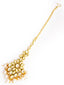 Gold-Plated Kundan Studded & Pearls Beaded Maang Tikka