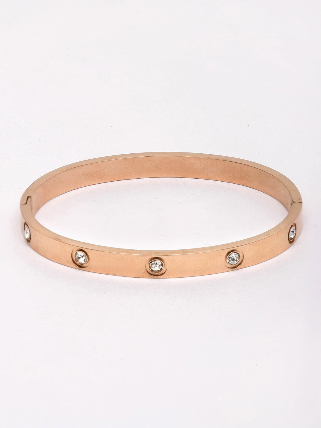 Women Rose Gold & White Handcrafted Rose Gold-Plated Kada Bracelet