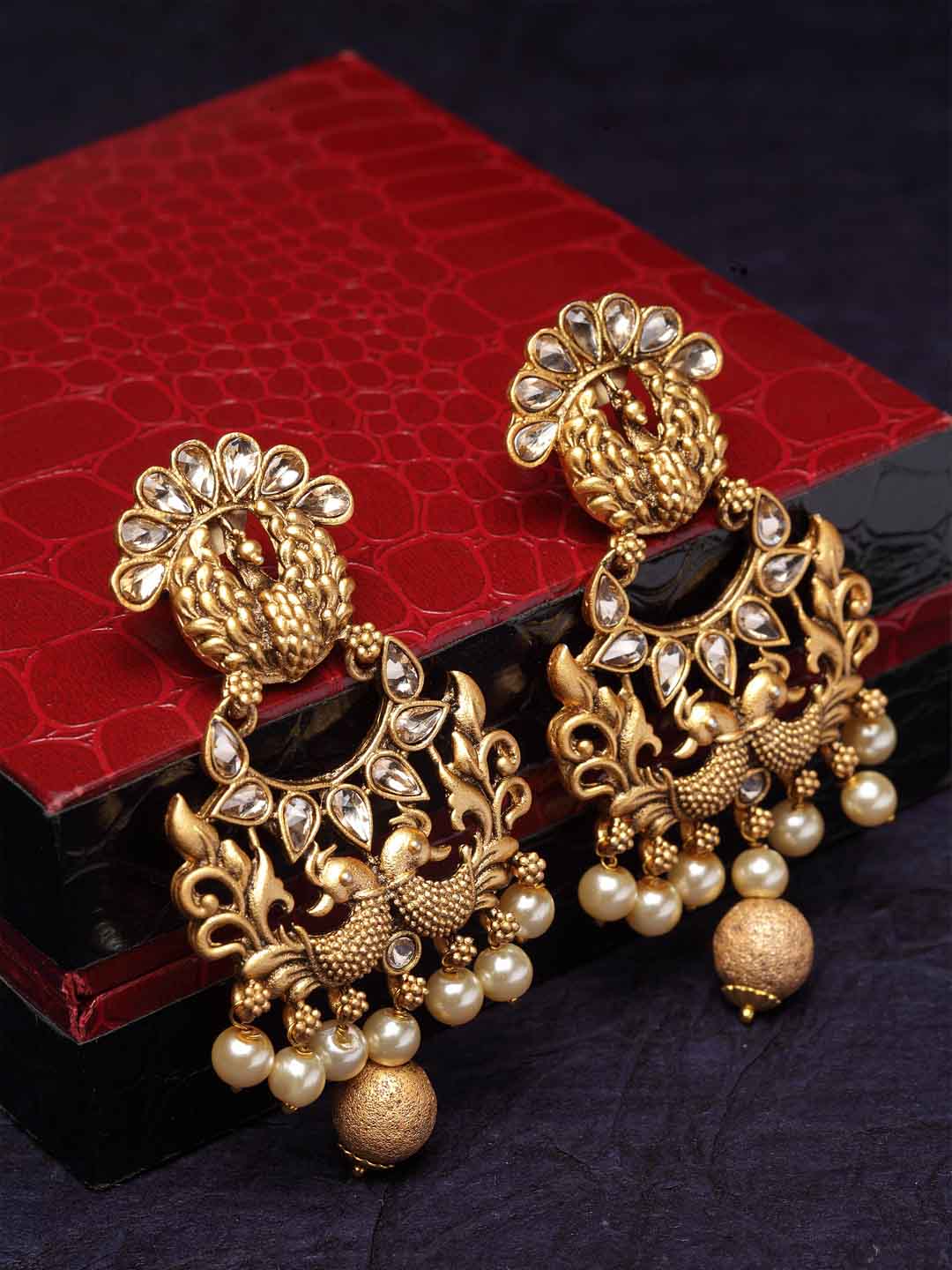 Women Gold-Toned Contemporary Drop Earrings