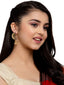 Gold-Plated & White Meenakari Peacock Shaped Drop Earrings