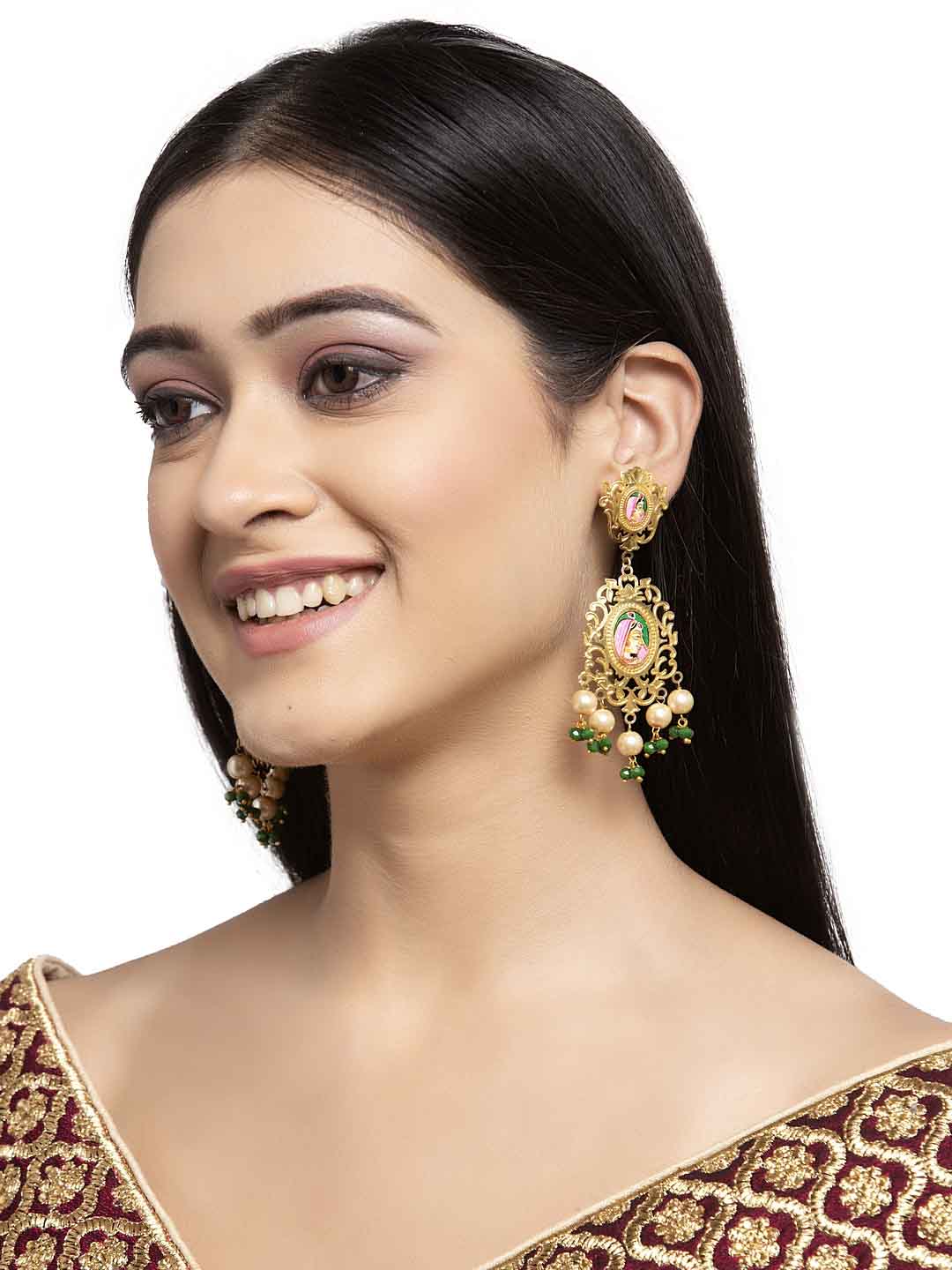 Gold-Toned Contemporary Drop Earrings