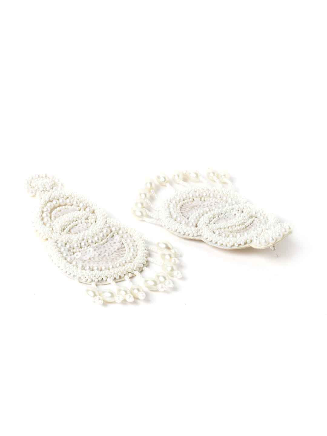 White Contemporary Drop Earrings