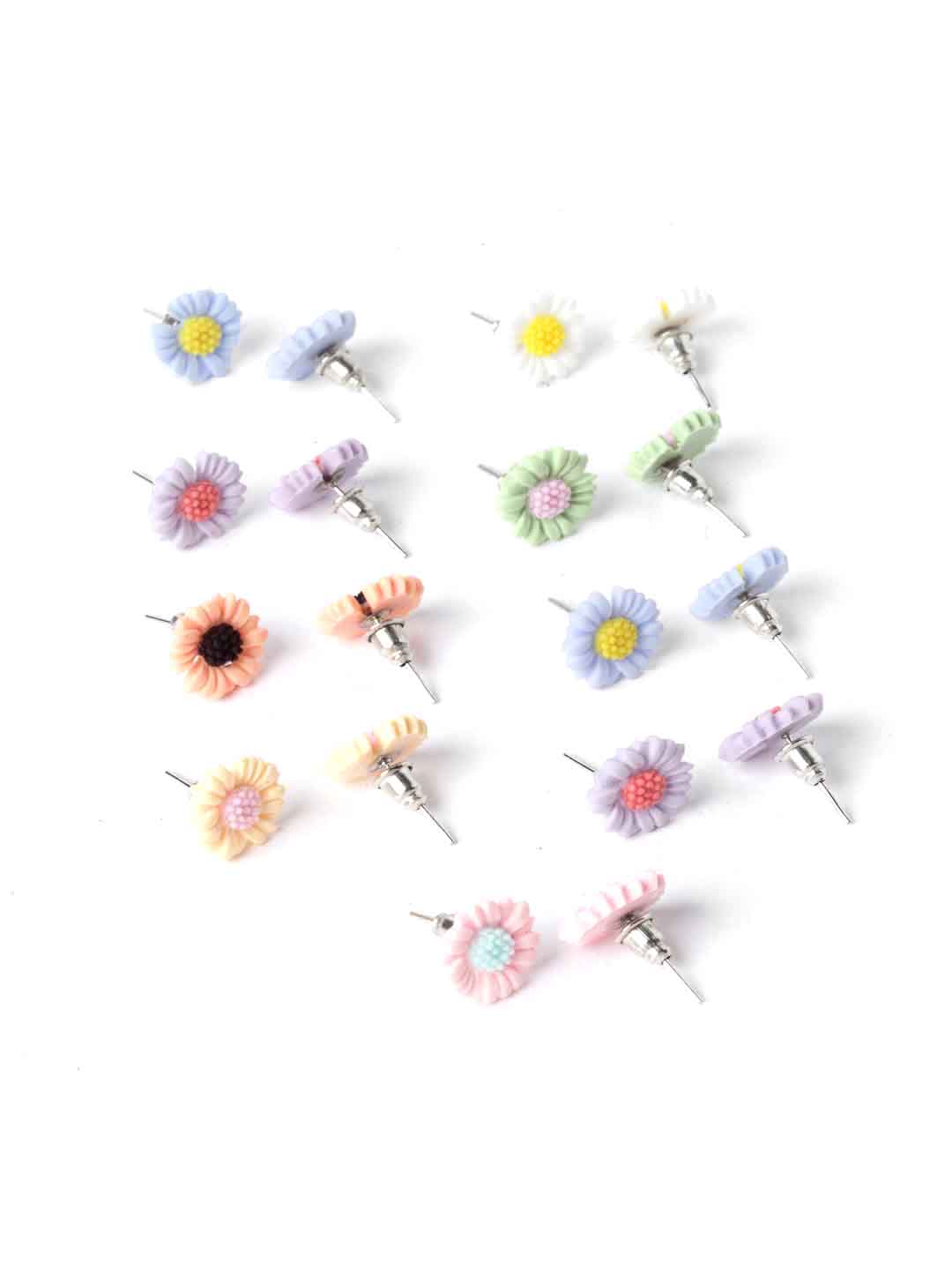 Set Of 9 Floral Drop Earrings