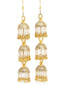 Set Of 2 Gold Plated & White Beaded Bridal Layered Kaleeras