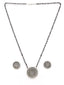 Oxidised Silver-Plated Black Beaded Mangalsutra With Earrings