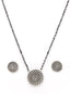 Oxidised Silver-Plated Black Beaded Mangalsutra With Earrings