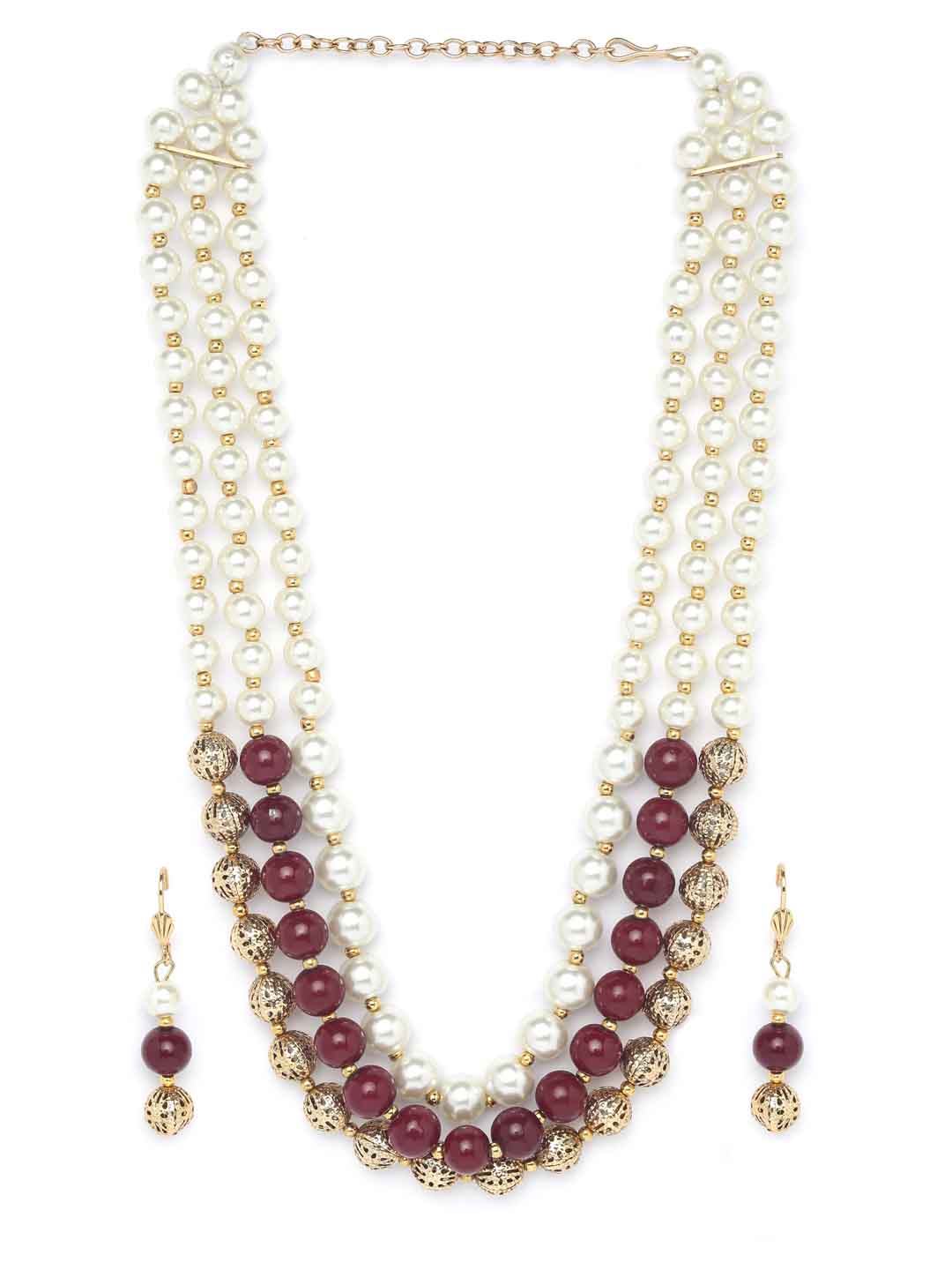 Gold-Plated Pearl Handcrafted Pearl Jewellery Set