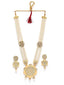 Gold-Plated White Stone-Studded & Pearl Beaded Jewellery Set