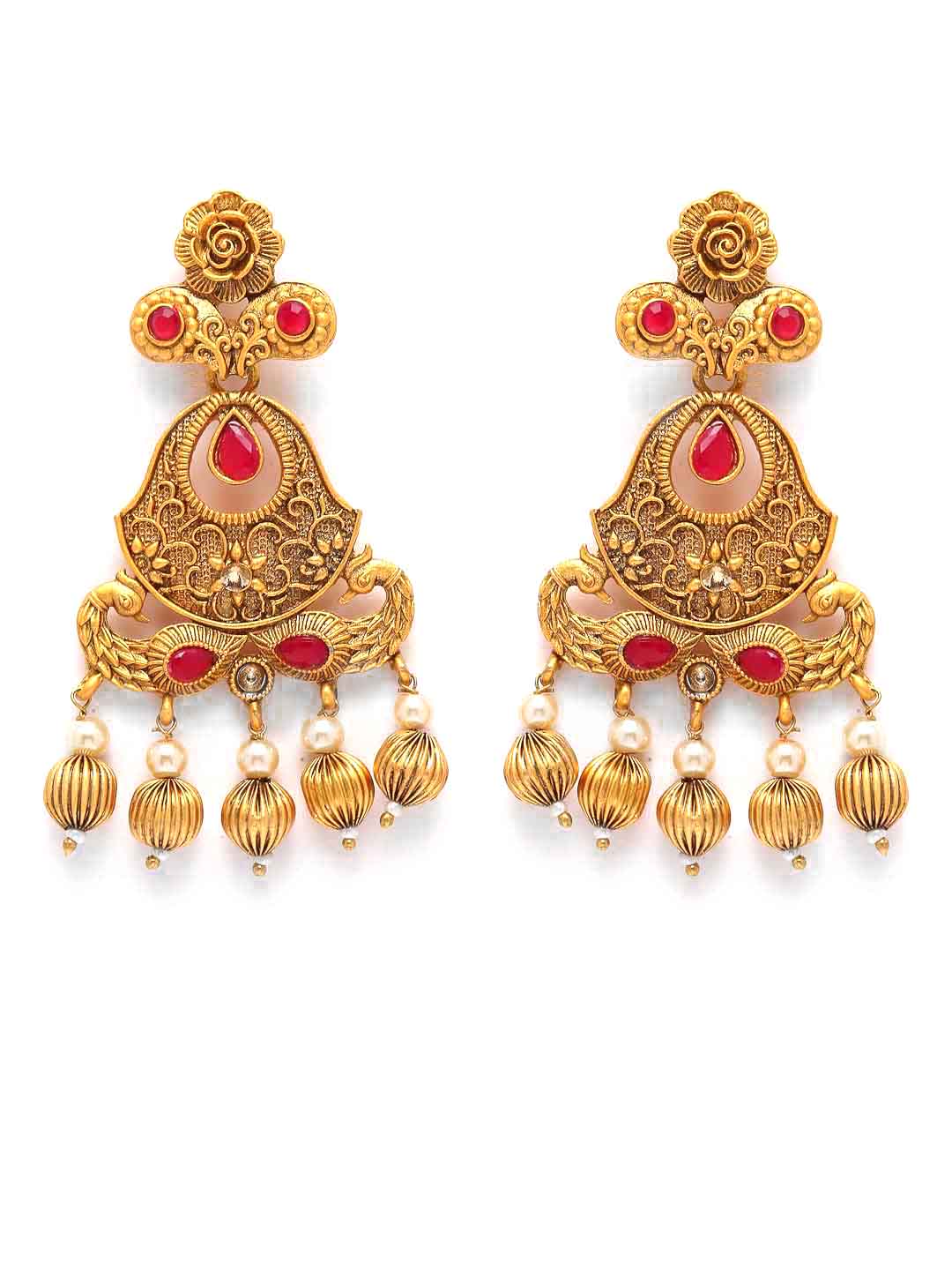 Gold-Plated Artificial Stone Studded Jewellery Set