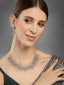 Rhodium-Plated Silver-Toned & White AD-Studded Jewellery Set