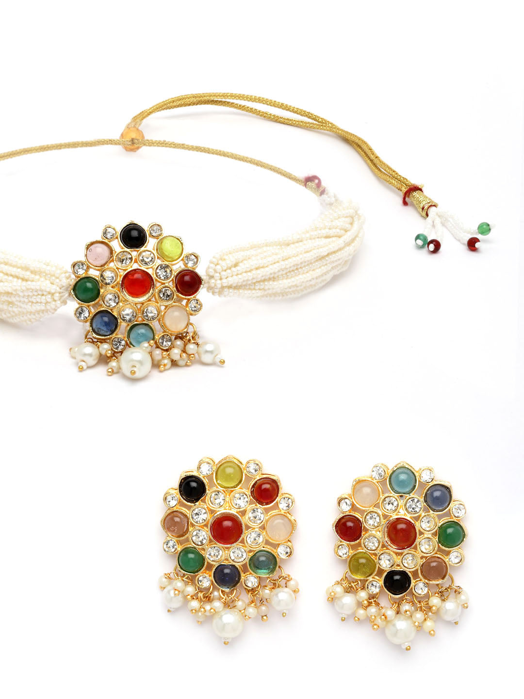Gold-Plated Stone Studded Choker Jewellery Set