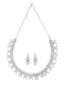 Rhodium-Plated Silver-Toned White AD-Studded Jewellery Set